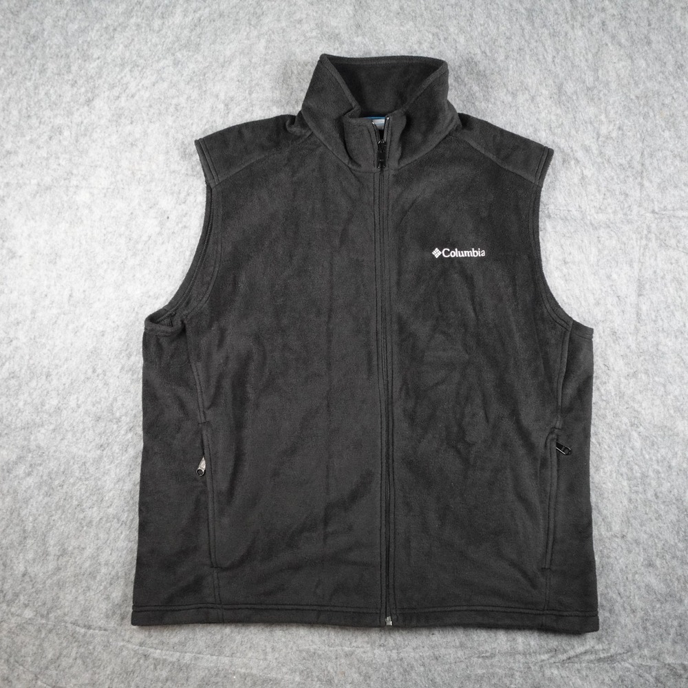 Columbia Vest Mens Extra Large Black Steens Mountain Fleece Full Zip Mock Neck
